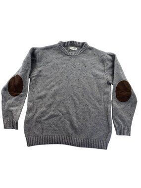 Line Of Trade Mens Sweater Size XL Gray Wool Blend Knit Elbow Patches Pullover